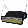 Propation Black Wicker Porch Swing With Green Cushion PR2438988